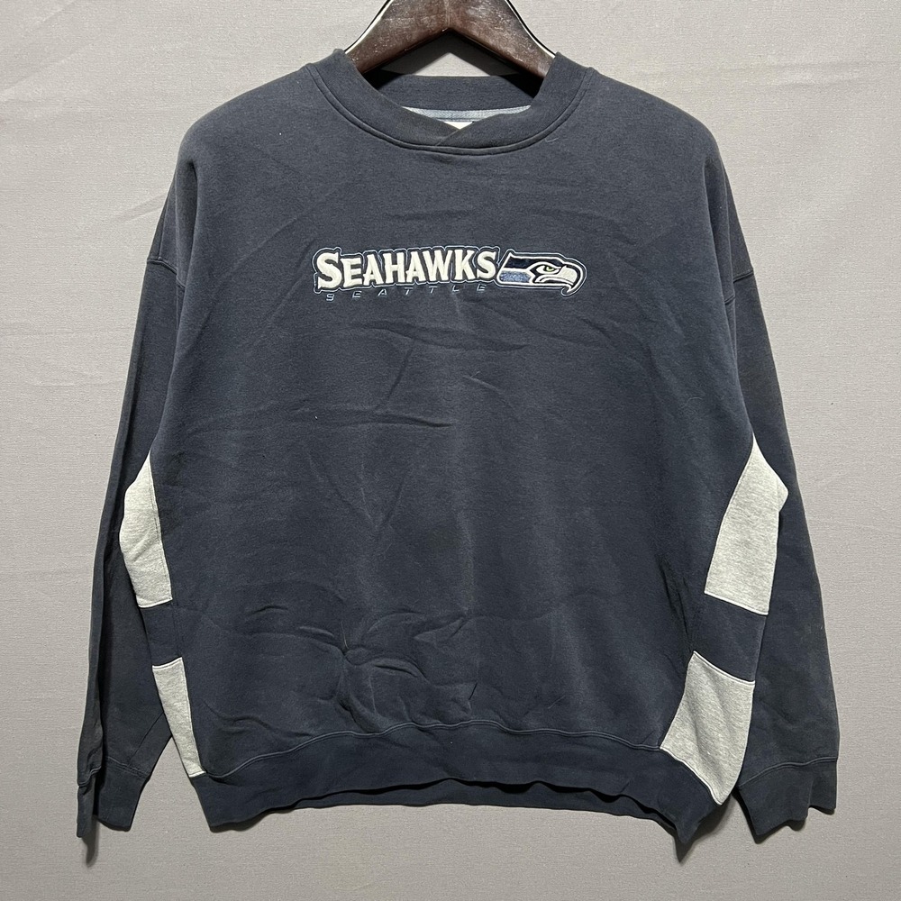 Seattle Seahawks NFL Sweatshirt Mens XL Blue Embroidered Crewneck Pullover